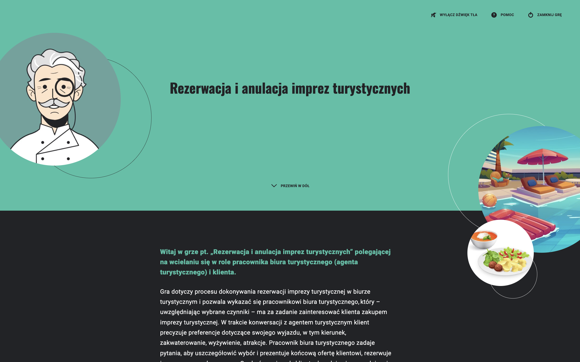 Ekran powitalny gry wcielanie się w rolę.