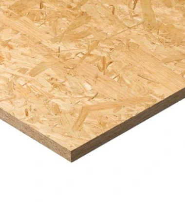 Zdjęcie płyty o es be. Widoczna jest struktura płyty złożonej większych wiórów o podobnych wymiarach.