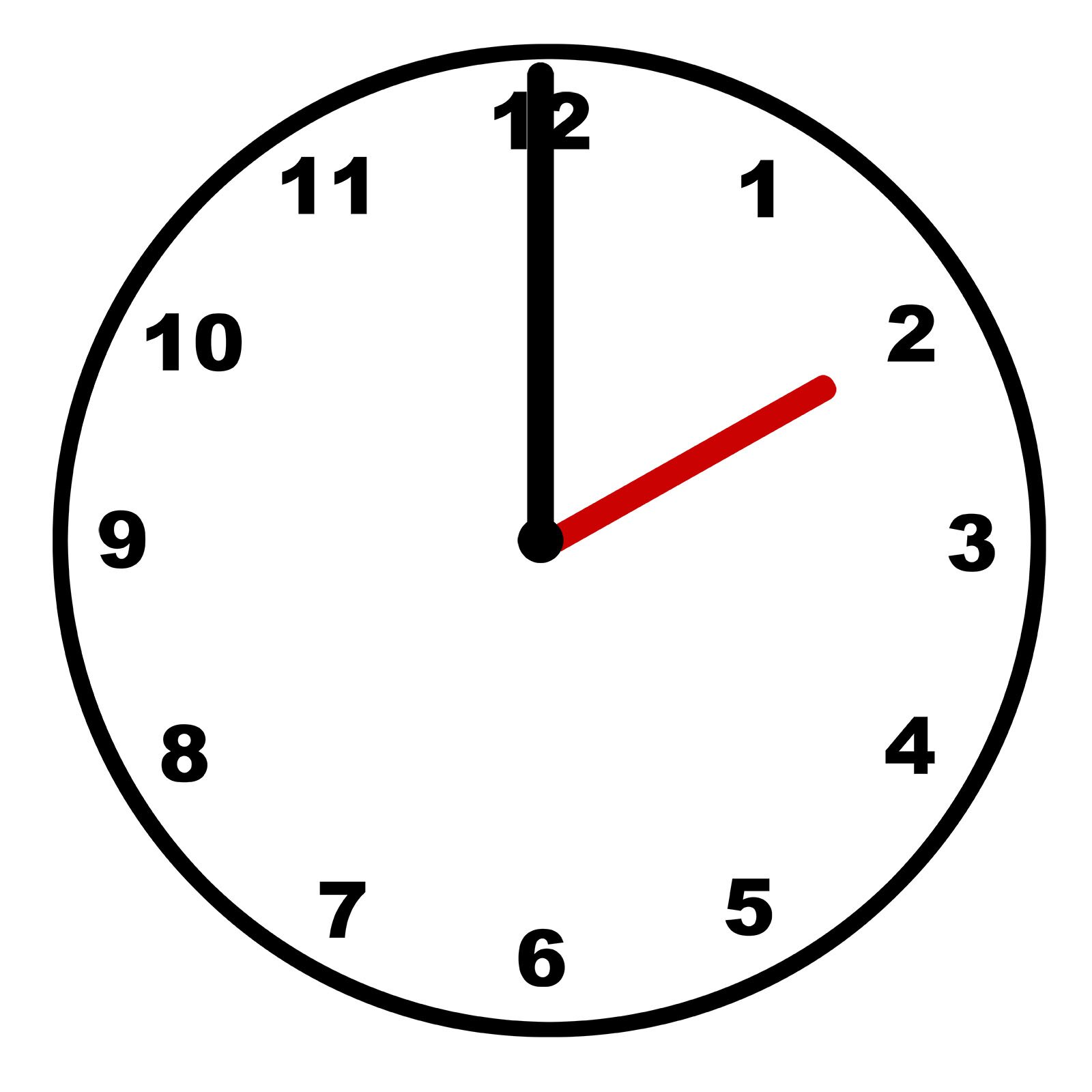 Ilustracja przedstawia zegar. Wskazuje godzinę drugą. 