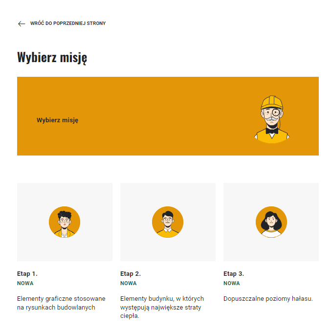 Przykładowy widok ekranu z misjami