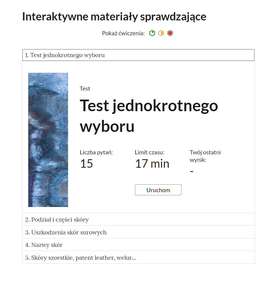 Grafika przedstawia widok na przykładowe ćwiczenie w otwartej zakładce.