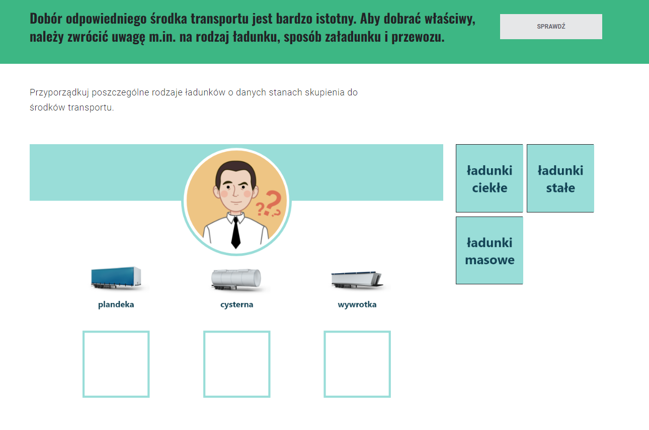 Grafika przedstawia przykładowy ekran z pytaniem.