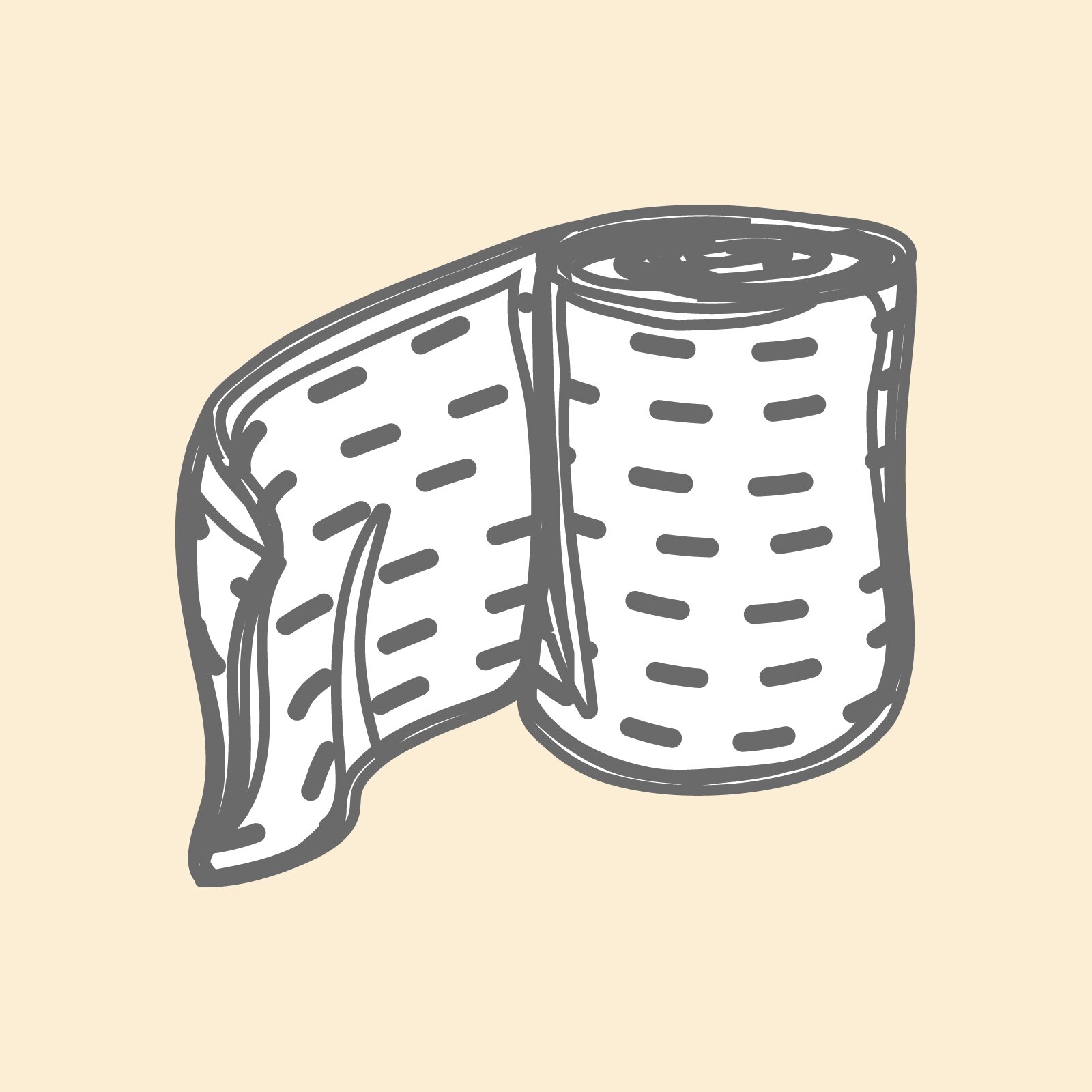 Ilustracja przedstawia bandaż zwinięty w rolkę.