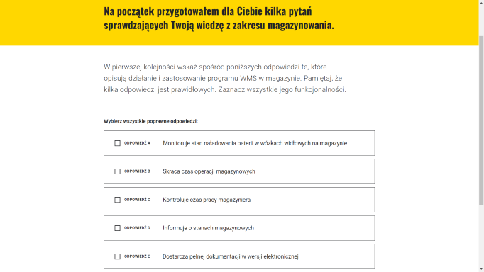 Przykładowe pytanie wielokrotnego wyboru w grze