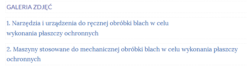 Grafika ukazuje spis treści znajdujący się w galerii zdjęć.