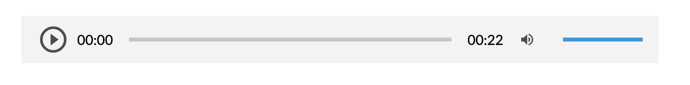 Grafika przedstawia pasek z czasem nagrania – od lewej początek nagrania, następnie siwy krótki pasek, a po prawej czas całego nagrania – dwadzieścia dwie sekundy.