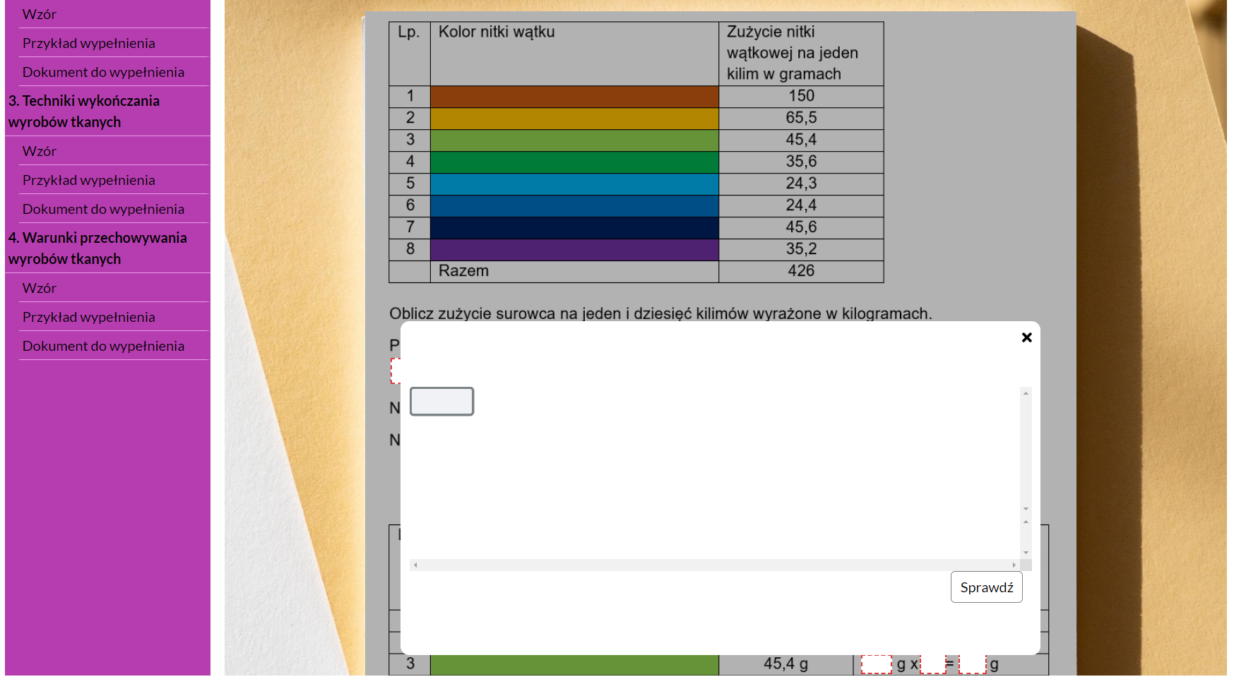 Otwarte okno z polem do wypełnienia i przyciskiem "Sprawdź"