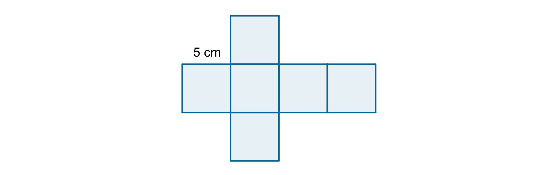 Rysunek siatki sześcianu o krawędzi długości 5 cm.