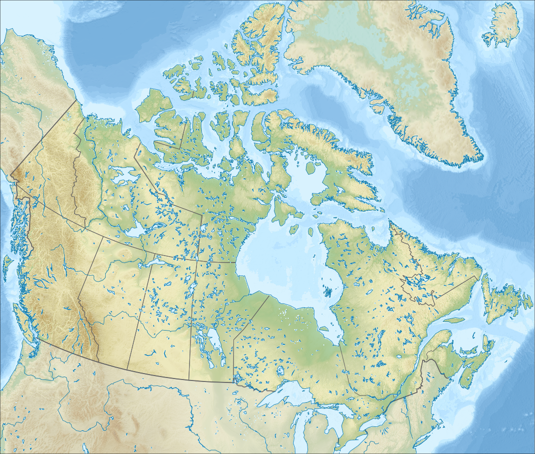Ilustracja przedstawia fragment mapy Kanady. W części północnej i północno-wschodniej jest duża ilość jezior.  