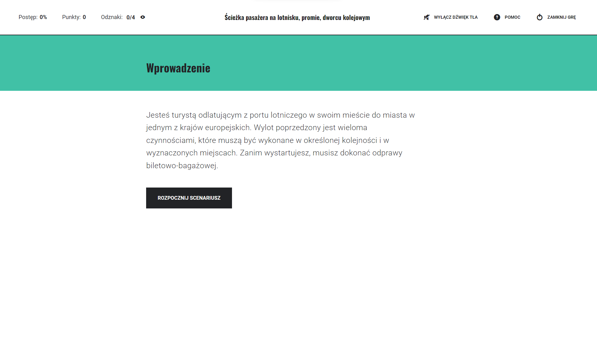 Widok wprowadzenia do misji