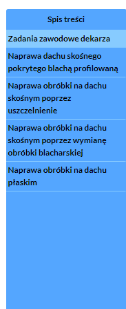Przykładowy wygląd spisu treści