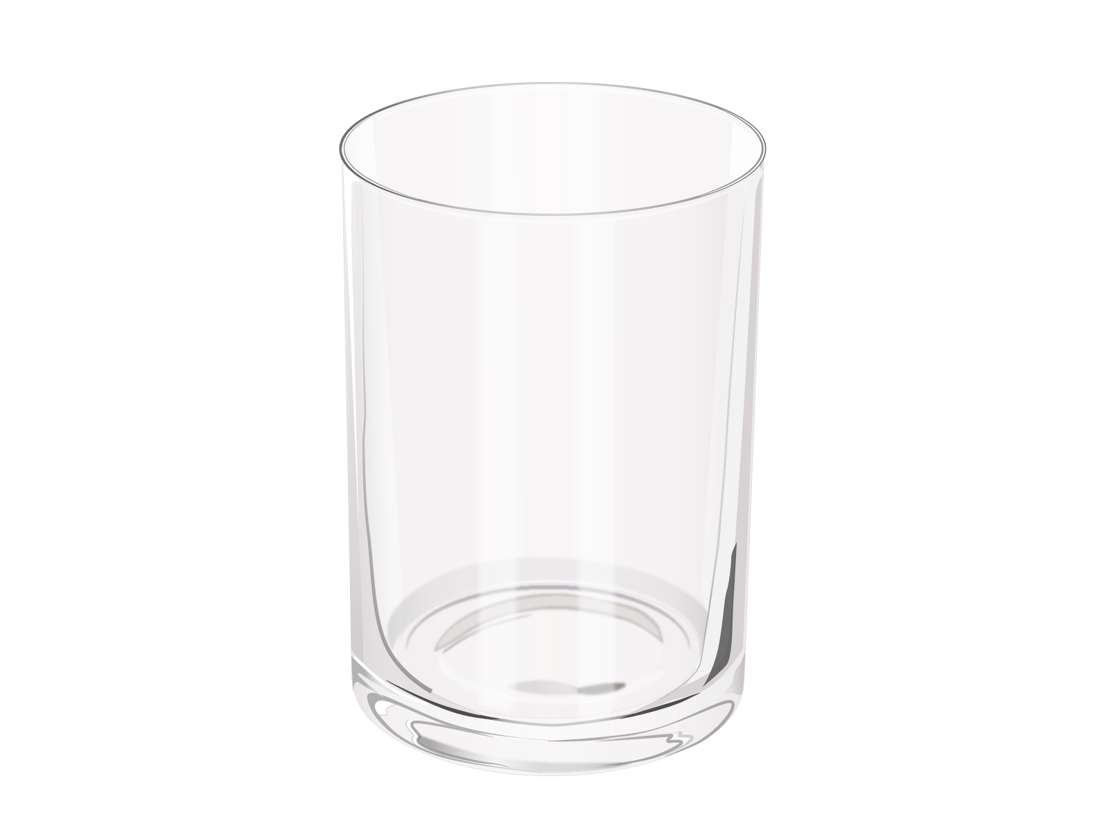 Grafika przedstawia szklankę tzw. angielkę. Widoczna jest mała szklanka pokazana z boku, lekko od góry. Szklanka ma cylindryczny kształt i jest wykonana z przeźroczystego szkła.