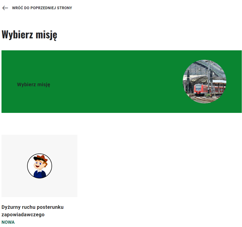 Ekran wyboru misji