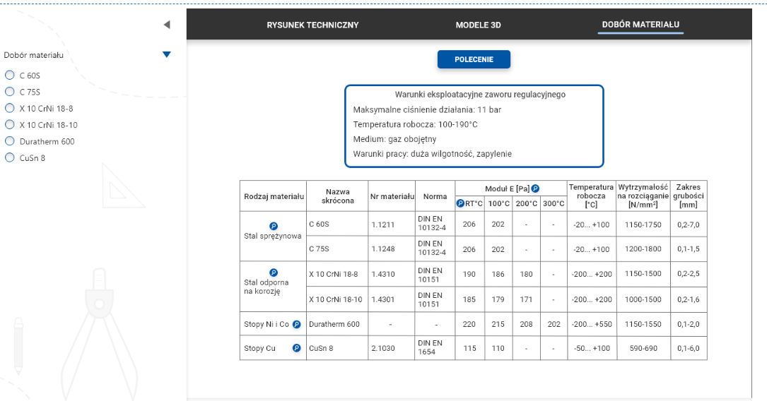 Widok wyboru odpowiedzi z panelu bocznego