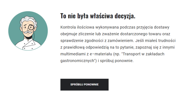 Widok ekranu interaktywnego narzędzia typu scenario‑based learning