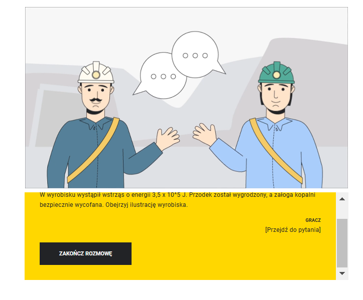 Przykładowy ekran końcowy rozmowy ze sztygarem