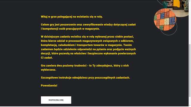 Przykładowy ekran początkowy gry