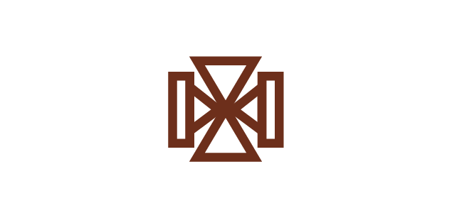 Grafika przedstawia symbol zaworu przełączającego, inaczej trójdrogowego. Składa się z dwóch trójkątów równobocznych połączonych wierzchołkami i układa się w kształt podobny do klepsydry. Po obu stronach punktu stycznego trójkątów znajdują się mniejsze trójkąty połączone z wąskimi prostokątami.