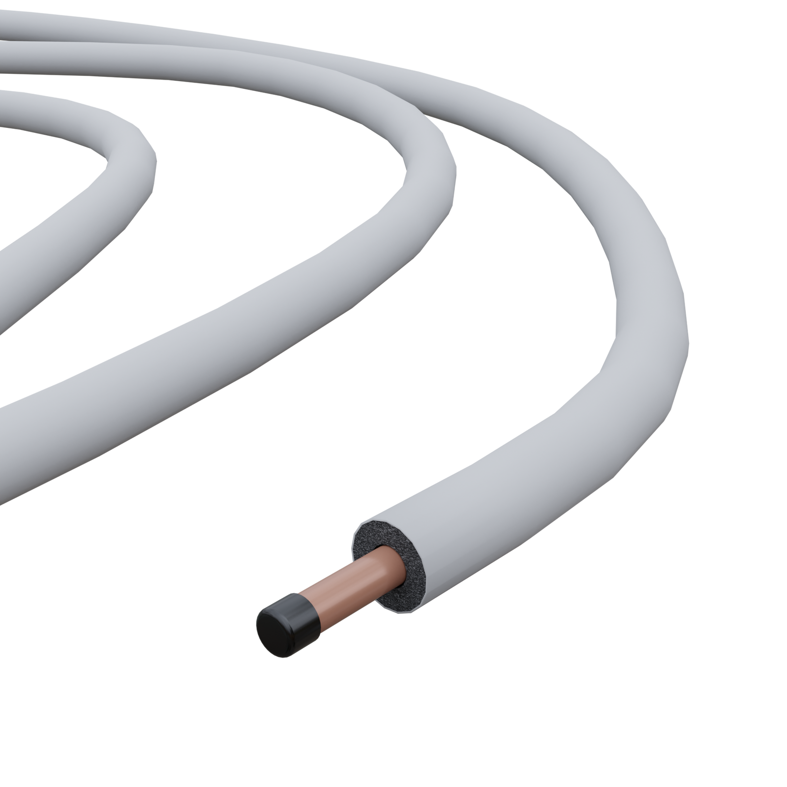 Grafika przedstawia miedziane przewody chłodnicze w otulinie izolacyjnej.