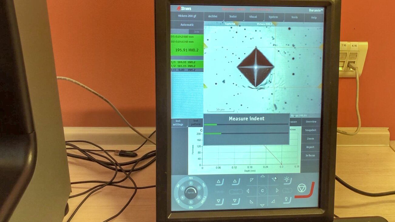 Wyniki pomiaru twardości - raport rozłożenie/mapa punktów
