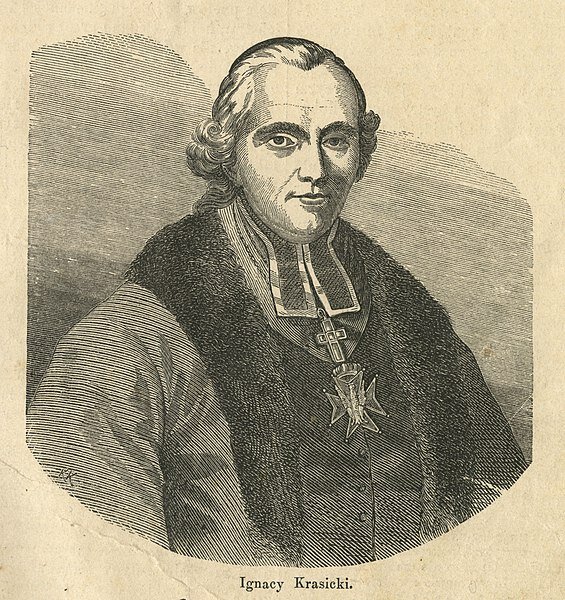 Ilustracja przedstawia portret mężczyzny. Siedzi on na krześle jest ubrany w sutannę, na piersiach ma krzyż zawieszony na łańcuchu. Na głowie perukę z epoki. Jest to młody , tęgi mężczyzna.