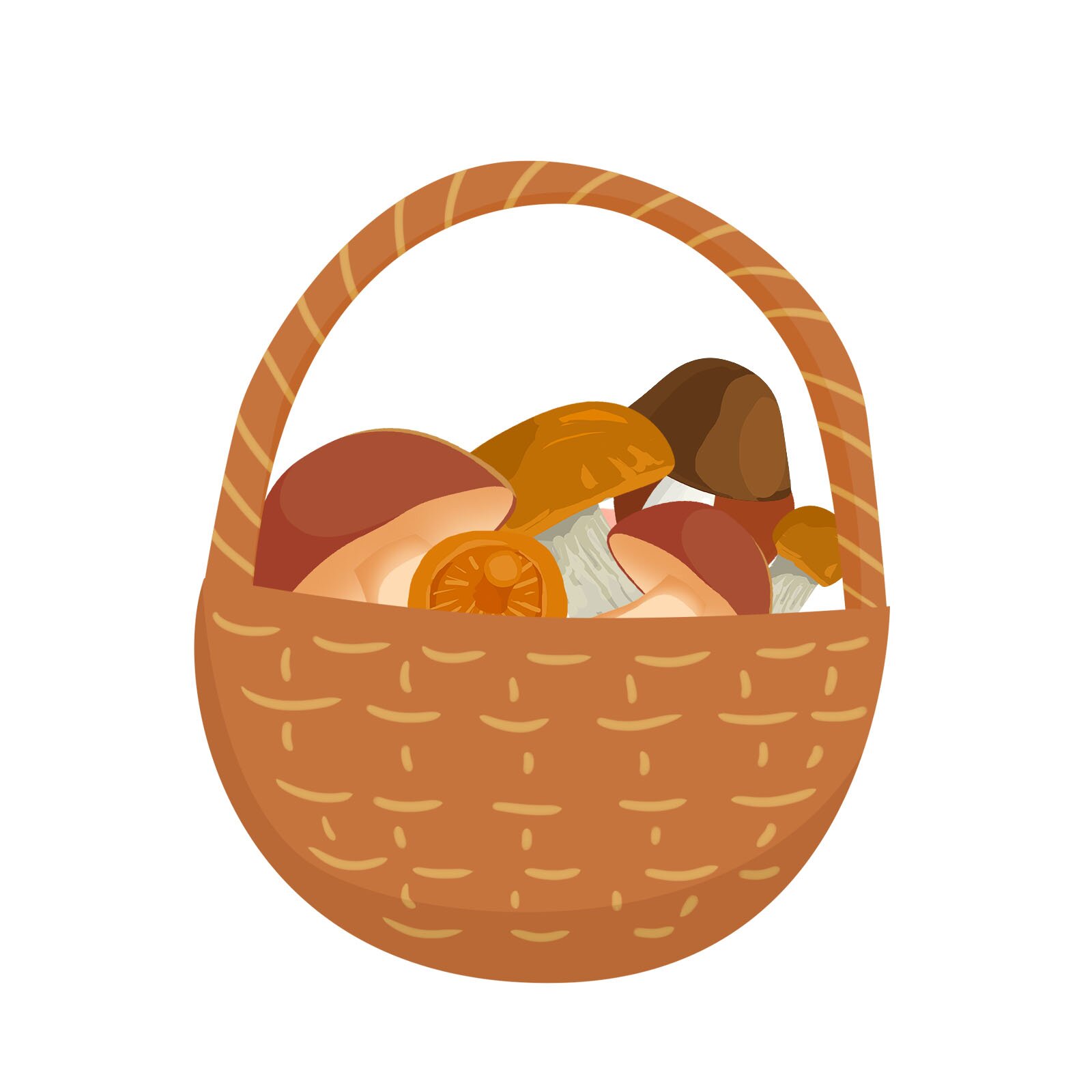 Ilustracja przedstawia kosz z grzybami.