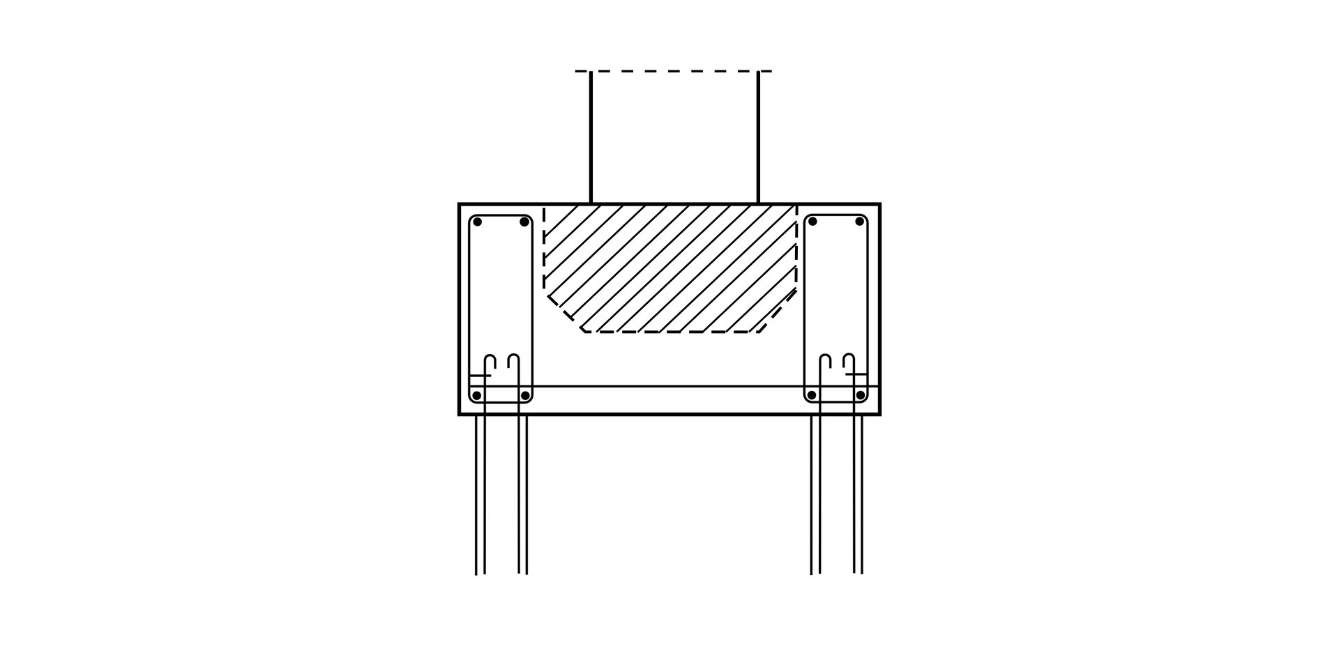 Ilustracja przedstawia wzmocnienie ławy fundamentowej palami.