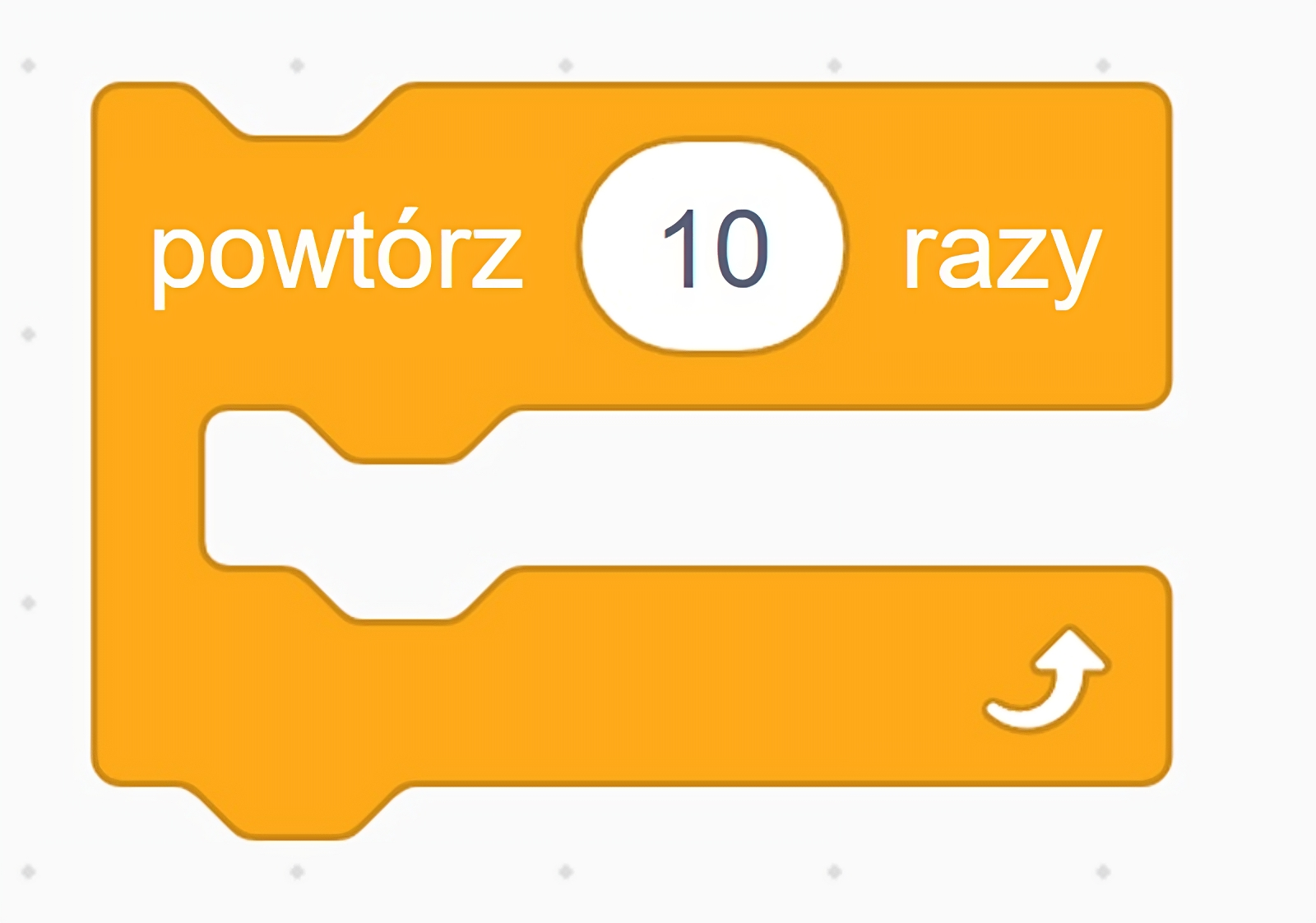 Żółty klocek kontroli: powtórz 10 razy