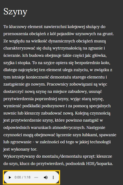 Opis punktu na modelu 3D