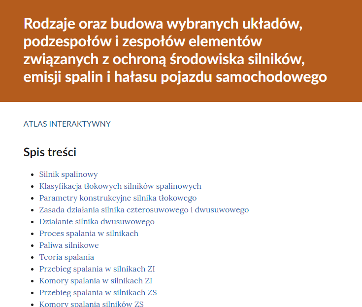 Przykładowy spis treści atlasu interaktywnego