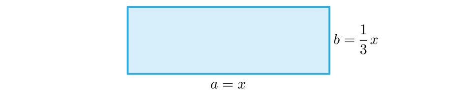 Ilustracja przedstawia prostokąt o wymiarach b na a, gdzie b równa się jedna trzecia x, natomiast a równa się x. 