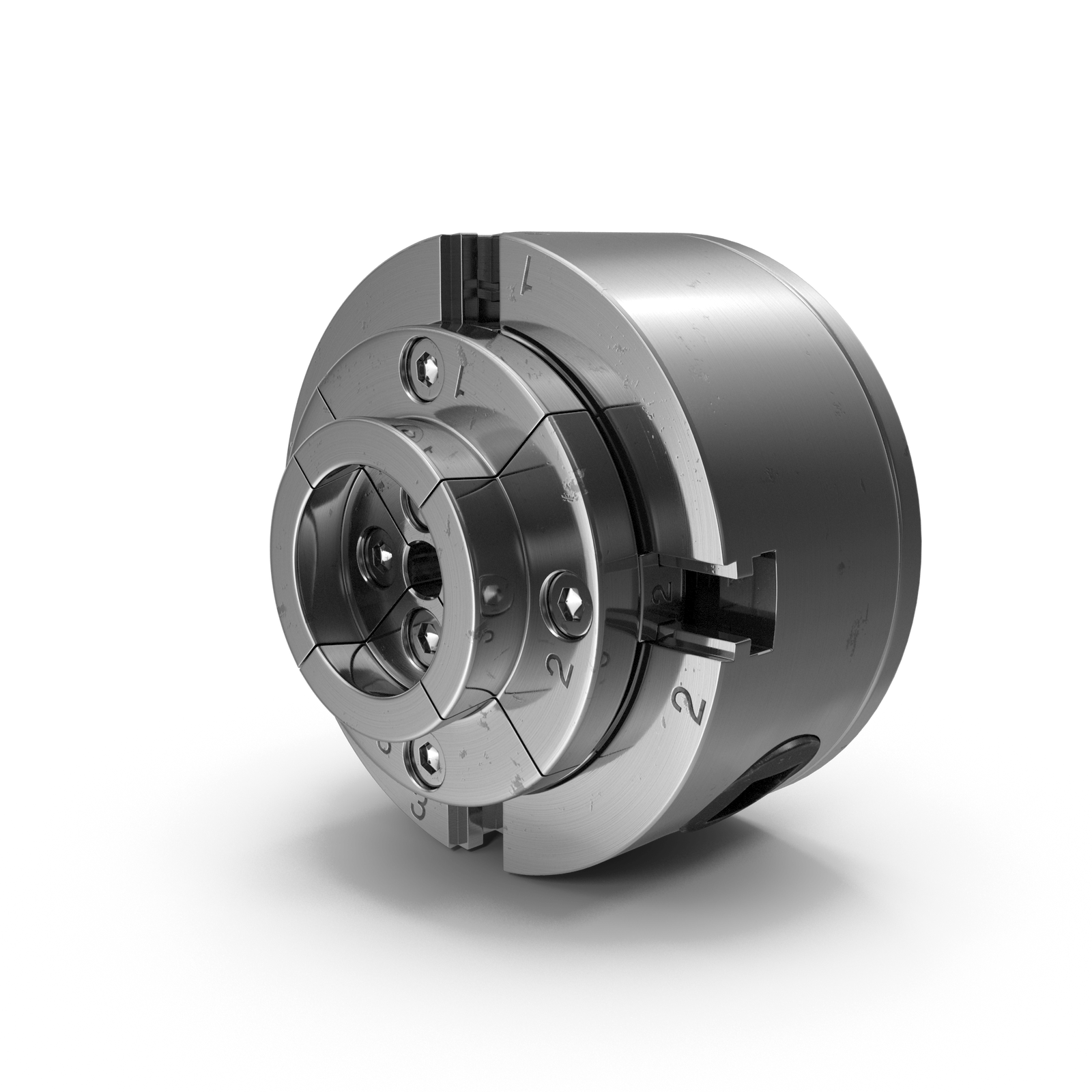 Ilustracja przedstawia niewielki, metalowy walec. W jego centralnej części znajdują się uchwyty. Na powierzchni zewnętrznej widoczne śruby. 