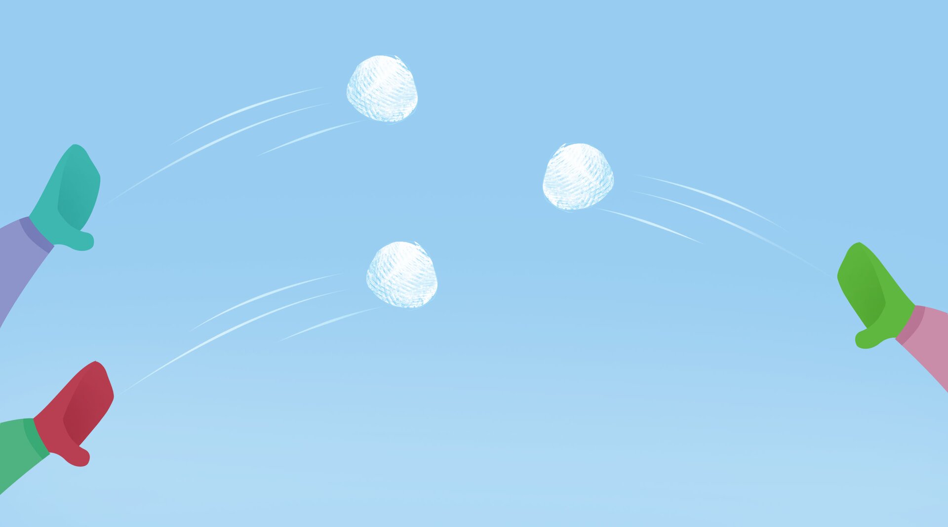 Na ilustracji znajdują się dzieci rzucające się śnieżkami.