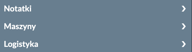 Grafika przedstawia przykładowy widok panelu Programu do projektowania przez dobieranie. Panel składa się z trzech zakładek: notatki, maszyny, logistyka.