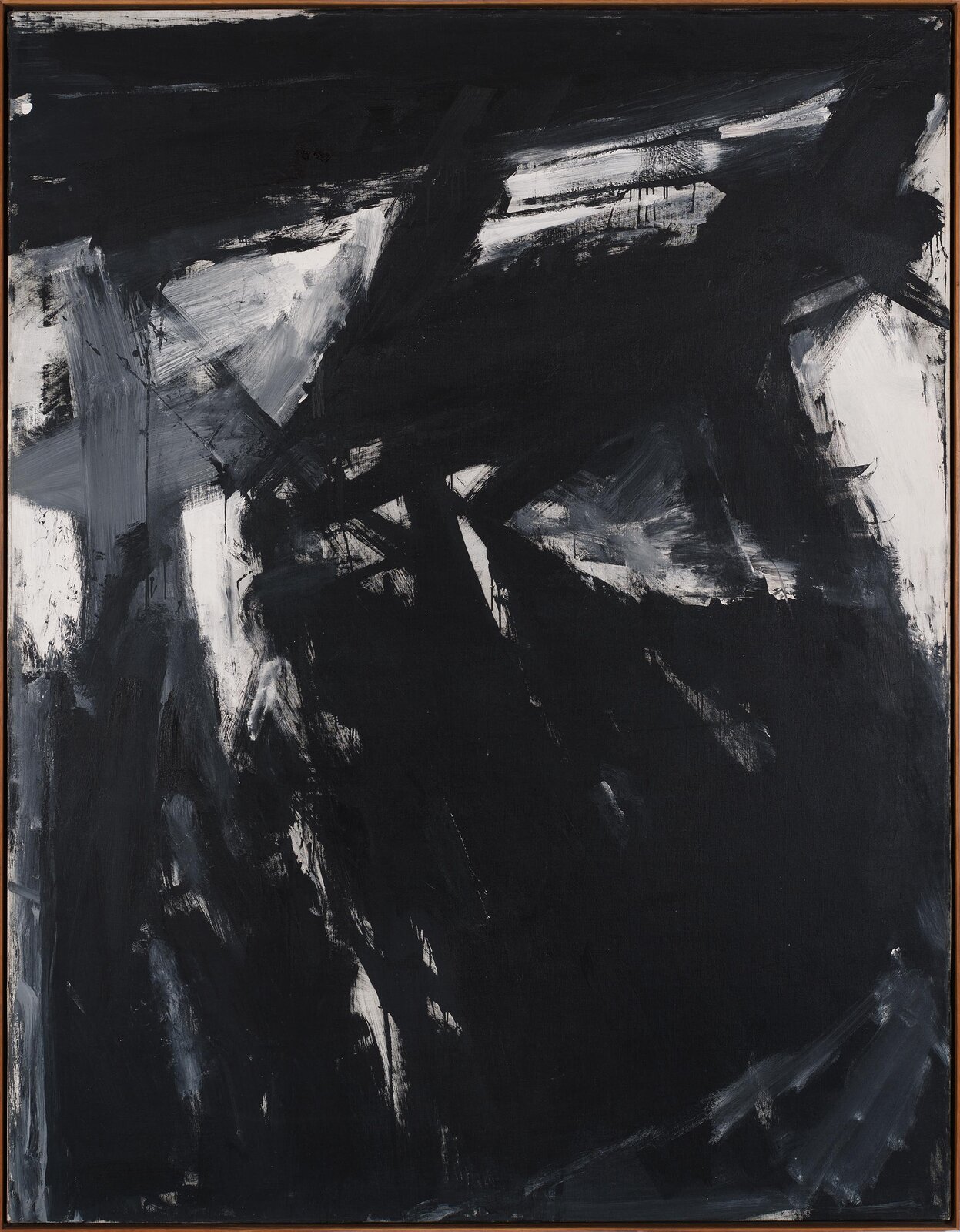 Obraz przedstawia czarne i białe plamy o nieregularnym kształcie.