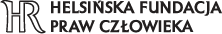 Kliknij, aby powiększyć Logo Helsińskiej Fundacji Praw Człowieka: wyrzeźbione HR oraz pogrubiona pełna nazwa fundacji w czarnym kolorze.