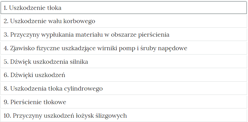 Zdjęcie przedstawia przykładowy wygląd zakładek zawierających interaktywne materiały sprawdzające. Składają się one z prostokątnych paneli umieszczonych jeden pod drugim. Każdy panel posiada numer oraz tytuł, który nawiązuje do zawartego w nim zadania.