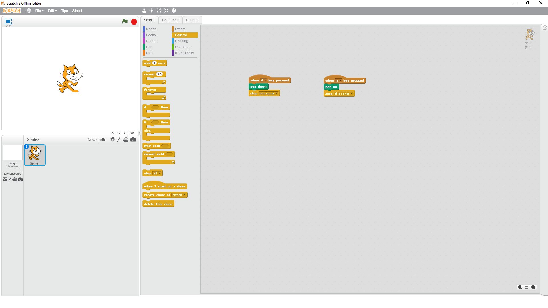Na ilustracji przedstawione są dwa skrypty powodujące opuszczanie i podnoszenie pisaka.