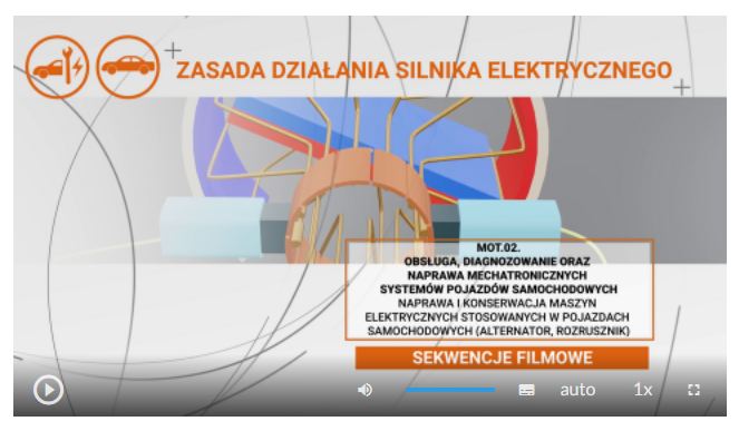 Zdjęcie przedstawia wygląd ekranu odtwarzania filmu. W jego dolnej części znajdują się ikony z różnymi opcjami. W dolnym lewym rogu widać ikonę trójkąta w kółku. Jest to ikona włączania odtwarzania filmu. Kolejna ikona znajduje się dopiero w połowie ekranu dolnego paska. Jest to ikona megafonu. Obok niej widać niebieski pasek, który oznacza poziom głośności. Obok znajduje się ikona człowieka, od którego głowy odchodzą dwie fale. Umożliwia ona włączanie alternatywnej ścieżki dźwiękowej. Dalej znajduje się mały biały prostokąt z czarnymi paskami w jego dolnej części. Pozwala ona na włączenie napisów. Kolejna ikona to napis auto, która umożliwia wybranie jakości filmu. Obok niej widać ikonę jedynki z iksem. Po kliknięciu na nią można wybrać szybkość odtwarzania filmu. Ostatnia ikona to kreski tworzące kwadrat. Kreski te tworzą jedynie krawędzie kwadratu. Jest to opcja włączania trybu pełnoekranowego.