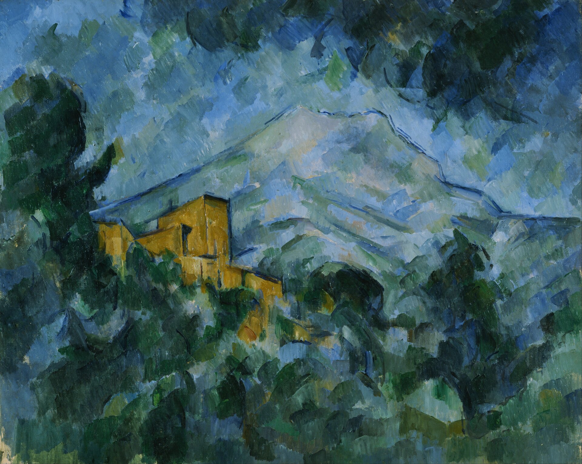 Ilustracja przedstawia obraz Georgesa Braque, „Domy w Estaque”. Ukazuje budynki stojące jeden przy drugim i wzajemnie się zasłaniające. Krajobraz ujęty jest nieco z góry i tworzą go bryły geometryczne widziane z różnych punktów. W obrazie dominują szarości, błękity i brązy.
