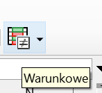 Zrzut ekranu przedstawia podświetloną ikonę opcji Warunkowe. 