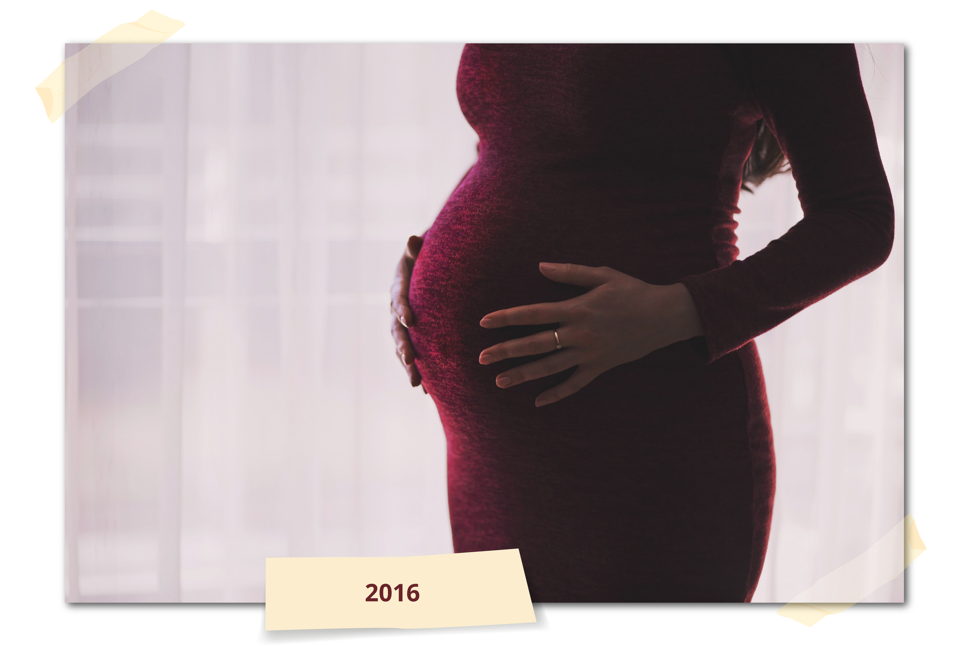 Ilustracja przedstawia sylwetkę kobiety w ciąży. Rok: 2016.