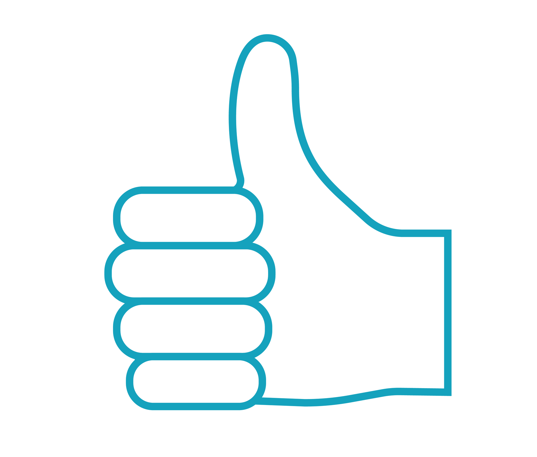 4 Rysunek przedstawia dłoń z uniesionym do góry kciukiem.