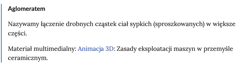 Ilustracja przedstawia definicję ze słownika lekcji, hasło Aglomerat.