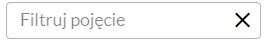 Panel do wyszukiwania fraz. W ramce znajduje się hasło "filtruj pojęcie", a obok przycisk iks służący do kasowania tekstu. 