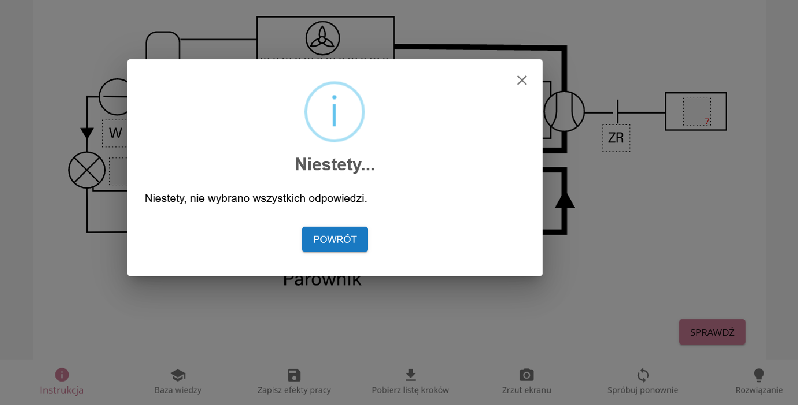Ilustracja przedstawia planszę z informacją zwrotną na temat wykonanego ćwiczenia.