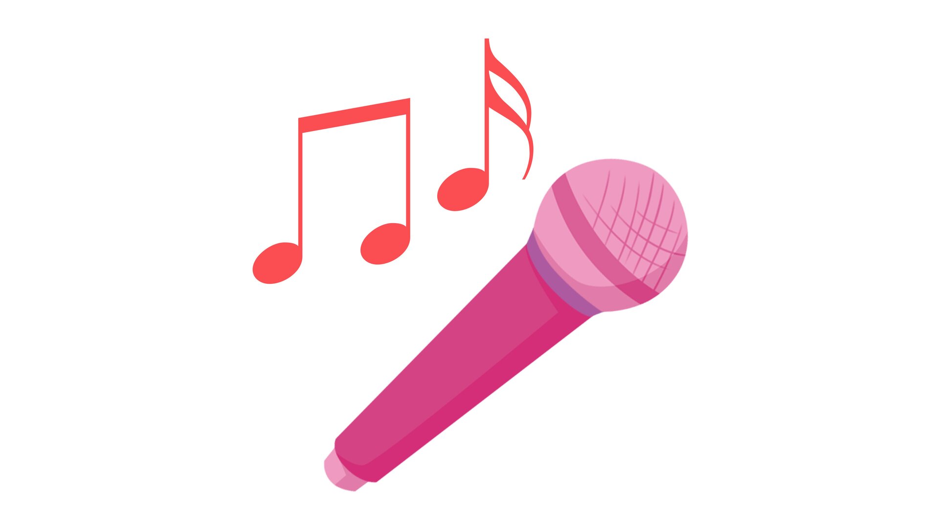 Na ilustracji znajdują się nuty i mikrofon.