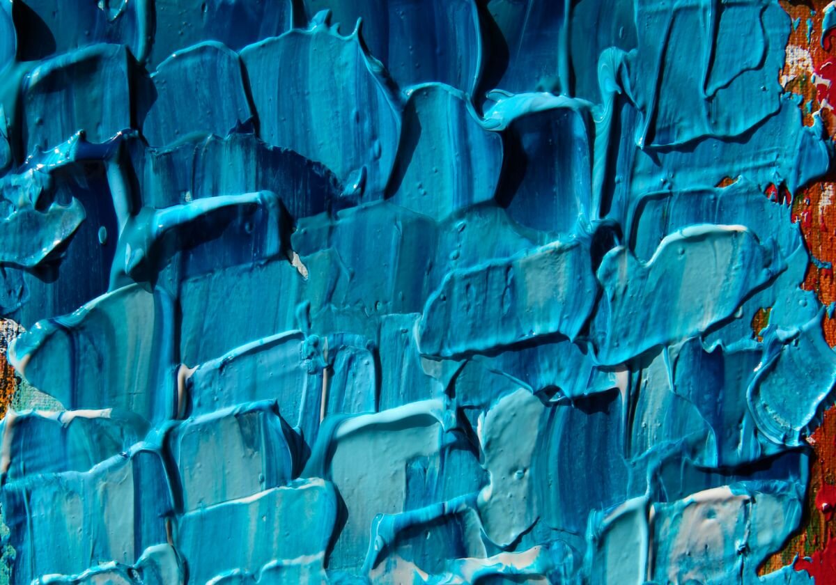 Obraz jest abstrakcją zbudowaną z podobnych elementów grubo położonej farby. Wszystkie mają kształt zbliżony do kwadratów, ułożonych nieregularnie obok siebie. Każdy następny rząd nachodzi nieznacznie na poprzedni. Fakturowa powierzchnia obrazu powstała przez nałożenie tego samego rodzaju gęstej farby za pomocą wąskiej, płaskiej szpachelki.