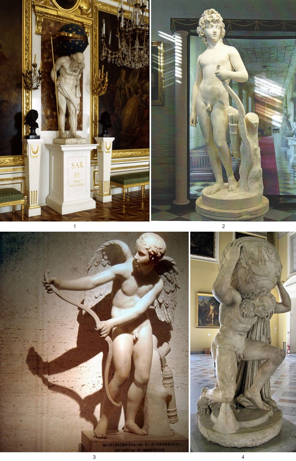 Do rzeźb klasycyzmu dobierz pasujące określenia: tematyka mitologiczna, zwarte, masywne bryły, idealizacja postaci, spokój i wytworność, elegancja, dynamika i ekspresja, nawiązanie do antyku, uproszczone sylwetki postaci, materiał drewno, materiał marmur.