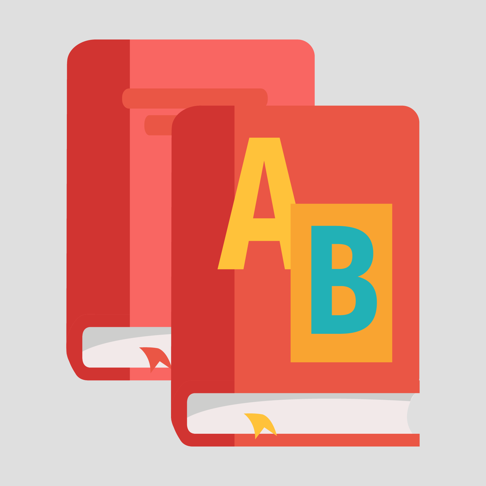 Ilustracja przedstawia dwie czerwone książki z wystającymi zakładkami.